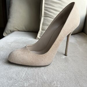 Sergio Rossi Piper Kalika Tan Nude Stiletto Heel Pump Women EU 38 US 7.5-8 Italy